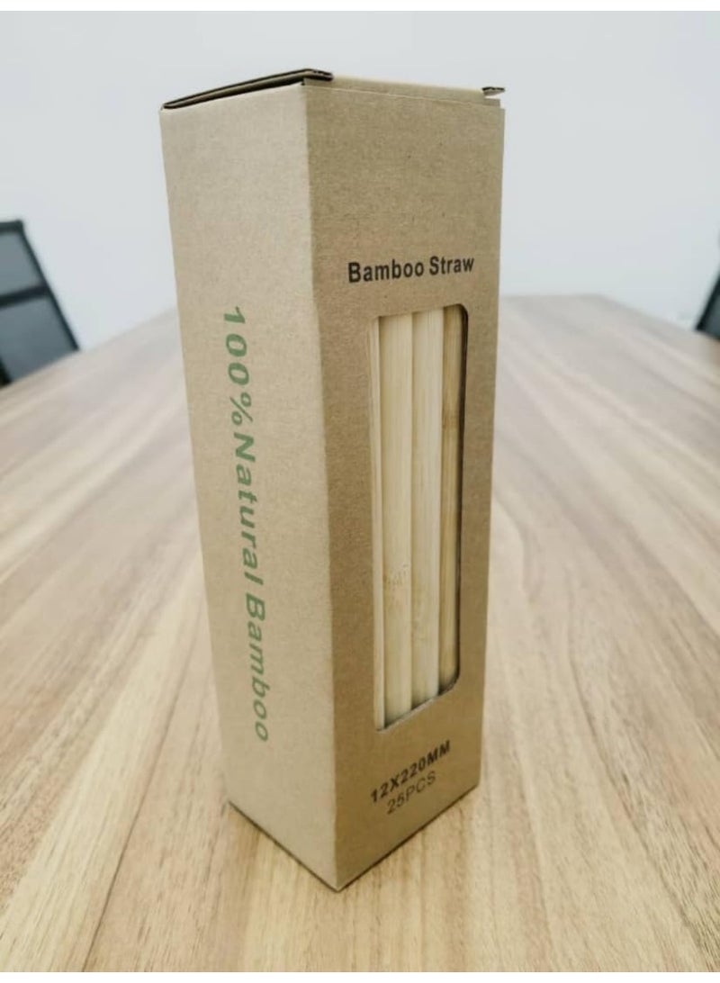 TRAGO Bamboo Straws Reusable Pack of 25 - Eco-Friendly Washable Natural Drinking Straw for Smoothies, Juices, Hot & Cold Drinks, Coffee, Milk - Large Bamboo Straws 8.7 Inch (12x220mm, 25 Counts) - Image 2